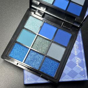 Rebellious Girl 9 Color Eyeshadow Palette Matte And Shimmer Waterproof Blue Portable Eyeshadows Makeup Palette