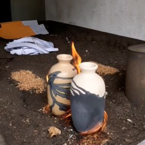 RAAQUU Koban 2 Pack Raku Art Pottery Vase Handmade Ceramic Home Decor Gift