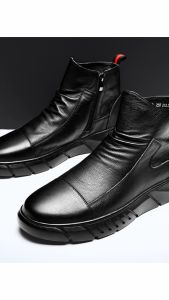 MR.BINBEITIME New British Style Casual Leather Boots Ankle Boots In The Tube Versatile MenS Boots