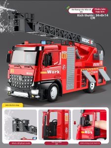 MABAOMABAO | Đồ Chơi Xe Cứu Hỏa Hợp Kim với Chức Năng Phun Nước và Thang Cứu Hộ