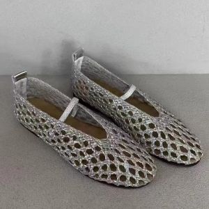 CAIZINI | Leather Handwoven Cutout Single Band Mary Jane Shoes