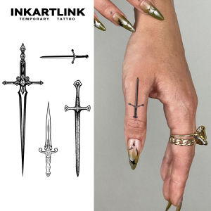 Sword Temporary TattooLasts To 15 Days New Technology Magic Waterproof Semi Permanent StickerFor Mens Holiday Parties.
