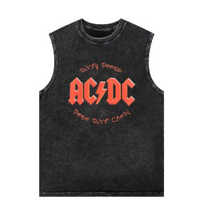 2025 ACDC Rock Punk Loose Brand Sleeveless T-Shirt Oversized Vintage Washed Cotton Mens Womens Vest Streetwear Tank Tops Y2k