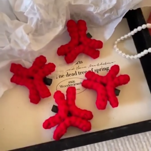 Red angry hairpin girl fun hair accessories angry awkward funny headdress