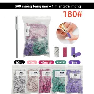 500 Chiếc Dây Chà Nhám Móng Tay Với 1 Chiếc Trục Mài Móng Tay 180 #   Mũi Khoan Điện Mini 3.0mm Dụng Cụ Phụ Kiện Loại Bỏ Lớp Sơn Móng Tay Bằng Nhựa