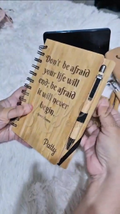 Engraved Bamboo Eco Notebook with Bamboo Pen