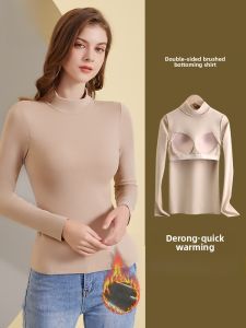 miiow | Thickened Half-High Collar Womens Base Shirt Inner Wear Fleece Lined Dervo Top For Autumn Winter MiiOW Cat Person Brand