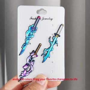 Bandai | Bộ 5 Ghim Cài Kim Loại Hình Kiếm Nichirin Sát Quỷ Tráng Men Dành Cho Fan Hâm Mộ Các Hashira Của Water Flame Thunder Dùng Làm Đồ Trang Trí Cosplay Anime.