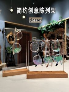 Solid Wood Counter Sunglasses Display Props Metal Myopia Glasses Display Stand Sunglasses Shop Decoration Frame Crafts
