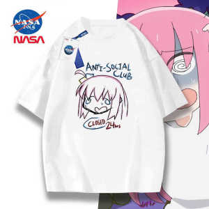 NASA Collaborative Heavyweight Cotton Short Sleeve Mens T-shirt Anime Lonelier Rocking Summer Top Breathable Casual Wear