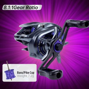 Kingdom Baitcasting Fishing Reel 135g Ultra Light Spool Bait 7.1:1 8.1:1 4kg Micro Monster Shallow Spool Light Game Coil