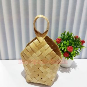 Tas Anyaman Bambu Mini 8x8x15 Natural / Tas Souvenir dan Hampers