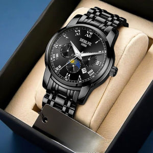 Mens Watch Fashionable Automatic Non-Mechanical Steel Belt Imitation Multi-Function Calendar Quartz Watch