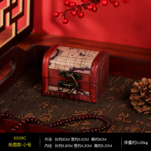 Retro Lock Wooden Jewelry Box Necklace Accessories Storage Organizer Handmade Chinese Style Desktop Display Props Wooden Case