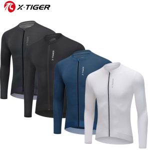 X-TIGER Cycling Jersey Long Sleeve Zipper Sports Mens cycling shirt Professional Slim Fit Bicycle clothing Man cycling maillot