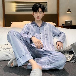 Bộ đồ ngủ nam MiiOW cotton nguyên chất tay dài quần dài thoáng khí thoải mái