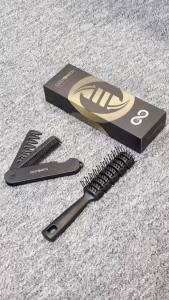 2Pcs Professional Barber Hair Styling Set Vented Brush & Foldable Dual Comb for Men Salon/Home Use Portable Hair Brush Comb