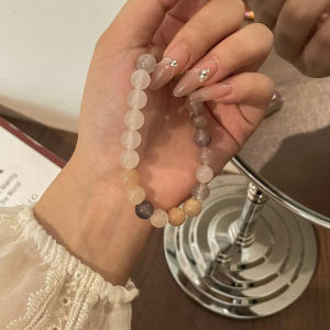 INS Natural Jade Bracelet Simple Bead Stone Beaded Bracelet Stacked Bracelet  Bracelet Hand Ornament