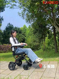 KANBEIO Lightweight Folding Electric Wheelchair | Travel Electric Wheelchair - Boardable | 10AH Lithium Battery | Detachable Battery | Weight 16KG