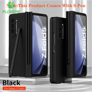 [With Pen+Screen Film] FLOVEME Frosted With Hinge Protection Folding Phone Case For Samsung Galaxy Z Fold 6 Z Fold 5 4 3 5G With Touch Pen Front Screen Film Protector Hard PC Shockproof Back Cover For Galaxy Z Fold 6 5 4 3