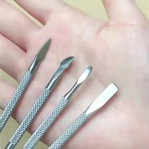4pcs/Lot Stainless Steel Cuticle Remover Double Sided Finger Dead Skin Push Nail Cuticle Pusher Manicure Nail Care Tool