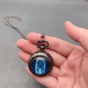 Đồng Hồ Bỏ Túi Thạch Anh Họa Tiết Sói Tinh Xảo Hiển Thị Giờ Thế Giới Mặt Dây Chuyền Dành Cho Nữ Nam Và Trẻ Em Vỏ Hợp Kim Cổ Điển