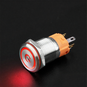 LANBOO | Illuminated Circular Power Symbol Metal Self-Locking Reset Switch 16mm