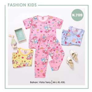 NasaraKids-Baju Setelan Anak Perempuan-Baju Harian Anak-Baju tidur Anak Karakter-Piyama Tidur Anak