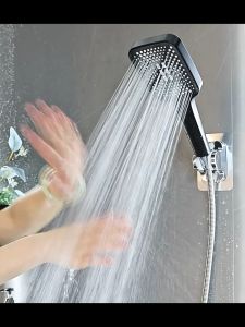 Liquid silicone pressurized starry sky explosive square bathroom top spray showerhead handheld showerhead set