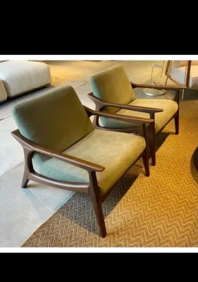 KURSI LOUNGE RETRO MINIMALIS KAYU JATI