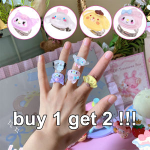【Buy 1 get 1 free】New Kawaii Sanrios Cinnamoroll Dog Rings Cartoon Animal Fashion Jewelry Accessories Anime Doll Girl Child Gifts Finger Rings Toy