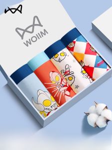 MiiOW | Childrens Cotton Underwear Pure Cotton Boxer Shorts Anti Chafing Cartoon Print Boys Mid Waist Comfortable Breathable Briefs