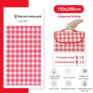 Picnic Blanket Waterproof Beach Rug Washable Lightweight with Handle Red Checkered for Hiking Traveling Outdoor CampingParks