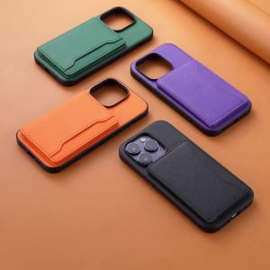 Ốp Điện Thoại Giả Da Cao Cấp Có Giá Đỡ Và Khe Đựng Thẻ Dành Cho iPhone 13 12 11 12 Mini 11 Pro Max Cảm Giác Mờ Lì Như Ví