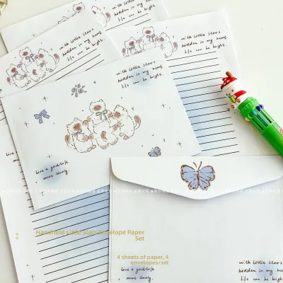 Handwritten Romantic Creative Gift Set Cat Design Envelope Paper High Ceremony Sense Ins Whole Set Beautiful Stationery