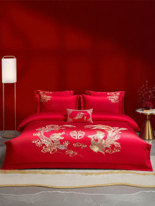 Boyang Home Textile | Wedding Dragon Phoenix Bedding Set Long Staple Cotton