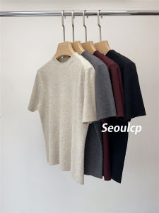Seoulcp Basic Style Korean Fashion Short Sleeve Knitted Cotton Women Top Female Teens Base Layer Simple Casual Summer Autumn