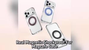 Real Magnetic Shockproof For Magsafe Case For iPhone 17 Pro 18 Pro Max Air Transparent Back Metal Rotating Bracket Stand Cover