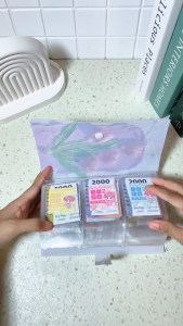 Mushion Album Menabung 1–240 Slot Bisa Kumpul 28 Juta Bonus Stiker Pulpen Gel 3 Pouch Challenge Nabung Motif Bunga