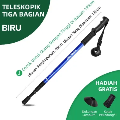 TrailTop Trekking Pole Lipat Tongkat Gunung Trekking Hiking Dapat diatur Sesuka Hati 65-135cm
