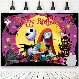 Beast Kingdom | Cơn Ác Mộng Trước Giáng Sinh Sinh Nhật Trẻ Em Tiệc Tắm Cho Bé Biểu Ngữ Trang Trí Halloween Phông Nền Hoạt Hình Chất Liệu Polyester