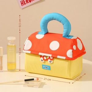 MIRUIDUO | Cartoon Mushroom Makeup Bag Large Capacity Compartment