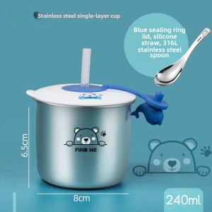 Thickened 316 Stainless Steel Childrens Water Cup Milk Heating Scale Kindergarten Mouth Cup High Temperature Disinfection Single Layer