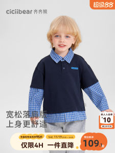 Ciciibear College Style Long Sleeve Spring Autumn Childrens Polo Shirt Boys Clothing Cotton T-Shirt Kids Fall Fashion