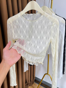 เสื้อชั้นในลูกไม้สั้นผู้หญิงบางฤดูใบไม้ร่วง/ฤดูหนาว เสื้อชั้นในลูกไม้แขนกุด เสื้อชั้นในลูกไม้โปร่งใส เสื้อชั้นในลูกไม้เนื้อนุ่ม