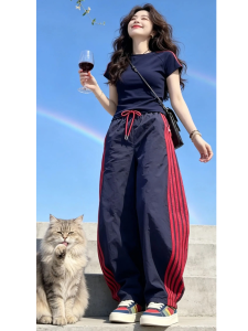 Shalldoer | Comfort Style Short Sleeve T-Shirt High Waist Wide Leg Pants Two-Piece Set