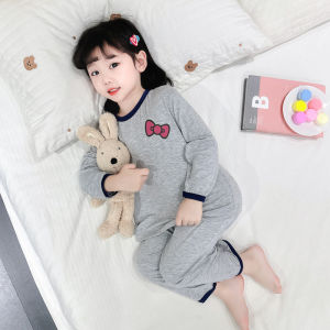 เด็กผู้หญิง ฤดูร้อน เครื่องปรับอากาศ ชุดนอน แขนยาวบางเฉียบ Modal เสื้อผ้าบ้านป้องกันความเย็นสําหรับเด็กใน ฤดูใบไม้ผลิ และ ฤดูใบไม้ร่วง