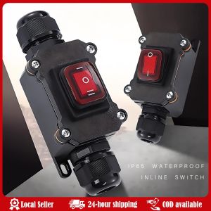 Waterproof Marine Rocker Switch With LED Outdoor Junction Box Inline Power Cord Power Switch IP6512V/24V/220V Screw Wiring 25A High power Marine Rocker Switch 25A High Current IP65 Waterproof Marine Outdoor 12V 24V 220V Junction Box LED