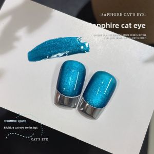 Kaniu Blue Cats Eye Nail Art Gel Shiny Crystal Sapphire White Enhancing Glass Bead Wedding Photography Travel Daily Use UV/LED Cured Color Nail Polish