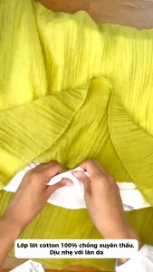 SWANLAKE | Váy Đầm Trung Niên Suông Che Bụng Đính Bông 3D Cổ Tròn Tay Lỡ 2 Lớp Vải Tơ Nhún Lót Cotton Cao Cấp Có Túi Sang Trọng Tặng Mẹ - D10858LW02